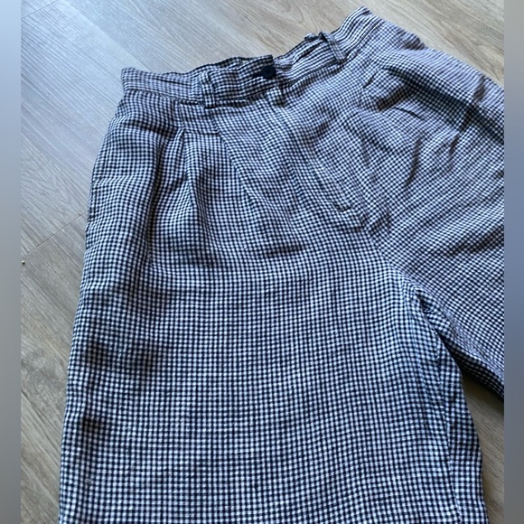 Vintage 100% Linen Black & White Checkered Print Skater Y2K 90s 80s Shorts - Picture 5 of 9